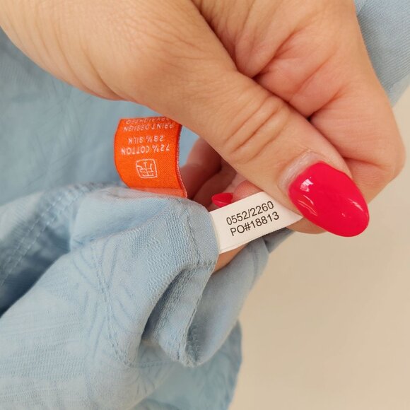 Tori Richard Silk Blend Blue Button Down Shirt Hawaiian Tropical Beachy Men's L - Picture 9 of 9